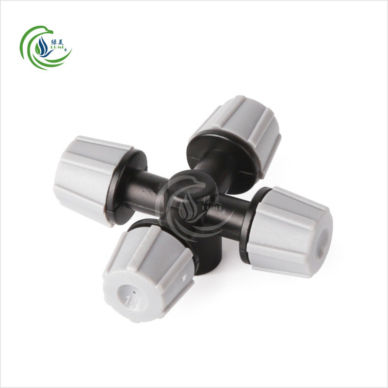 6mm gris cruz atomizador micro pulverizador cuatro salidas invernadero de cultivo de plántulas granja de techo enfriamiento y humidificación