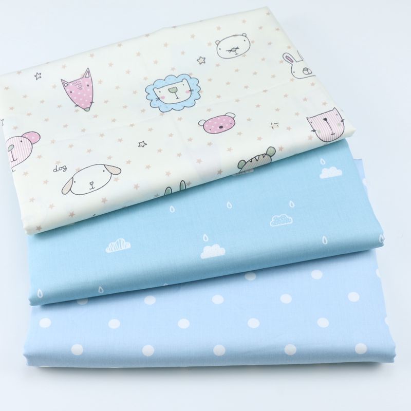 60纱支长绒棉纯棉布 卡通小动物云朵园点布料 宝宝贴身亲肤布料