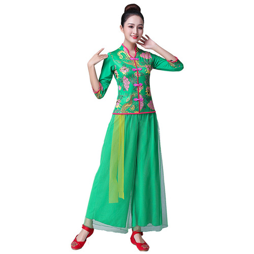 Deeply Meaningful Square Dance Costumes Creative Chinese Style Dance Costumes Mid-Fly Dragon and Phoenix Adult Dance Costumes Wholesale