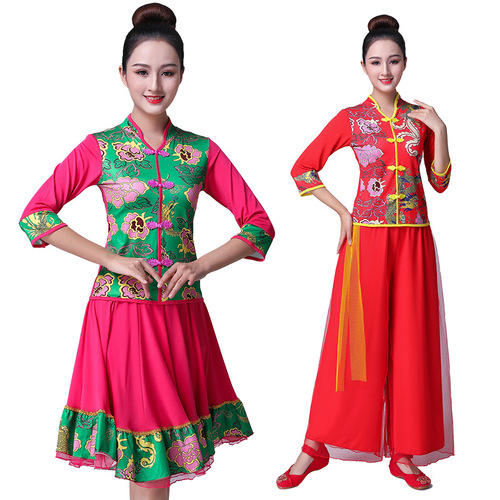 Deeply Meaningful Square Dance Costumes Creative Chinese Style Dance Costumes Mid-Fly Dragon and Phoenix Adult Dance Costumes Wholesale