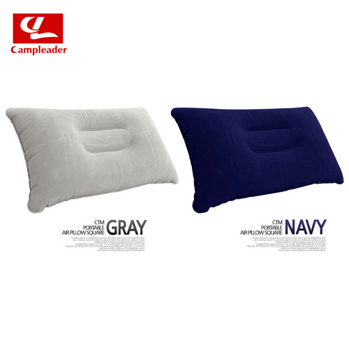 Outdoor inflatable pillow large thickened flocking square camping sleeping bag pillow lunch break cushion folding travel pillow