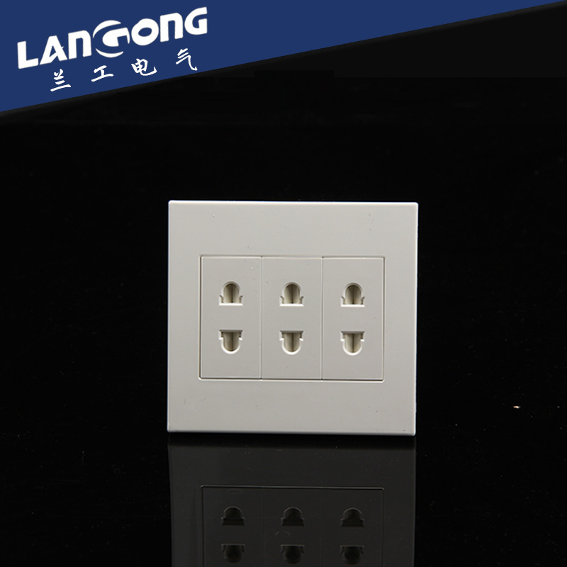 86型面板三位二插插座 卡入式功能键 墙壁开关插座插座面板