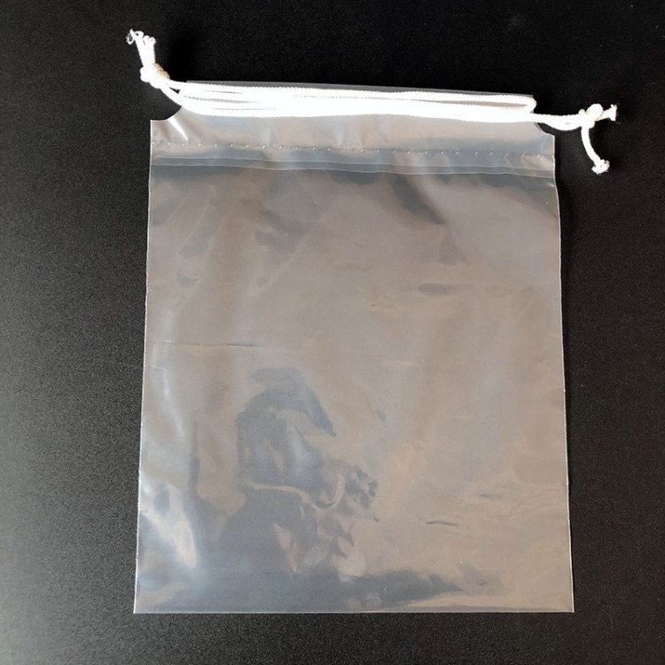 厂家批发销售高压PE束口双层化妆品拉绳袋穿绳塑料袋免费印logo