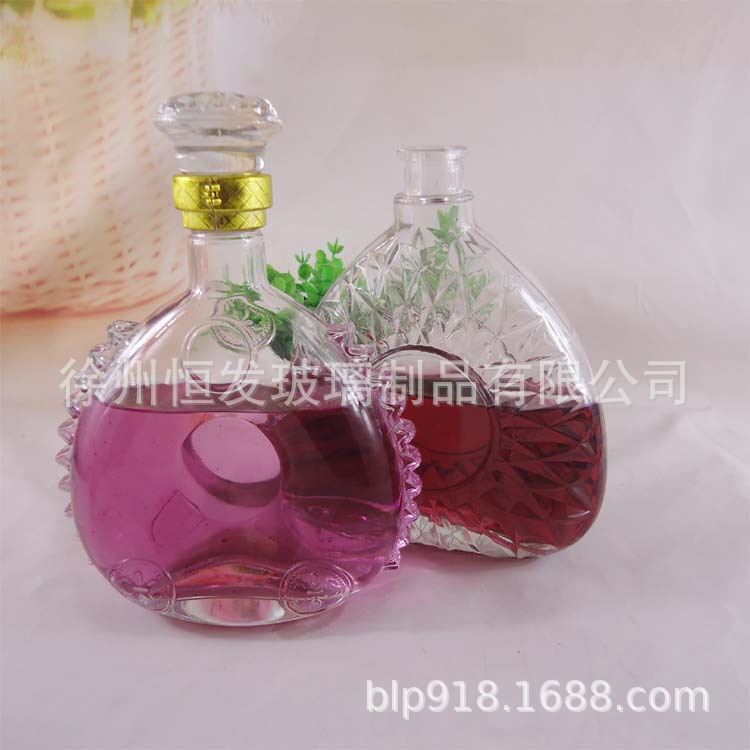 厂家直销700ml高档晶白料洋酒瓶 冰花玻璃酒瓶空瓶 果酒瓶批发