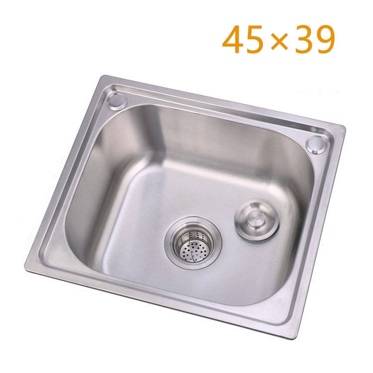 Fábrica al por mayor 304 fregadero de acero inoxidable fregadero de la cocina fregadero cepillado mesa de lavado de vegetales piscina cuenca única cuenca de lavado de vegetales