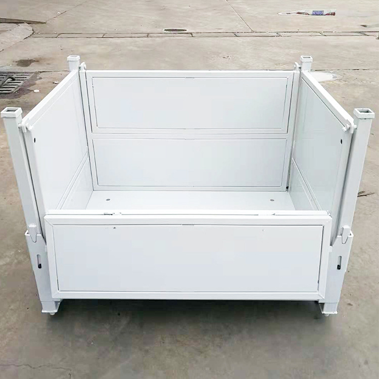 可折叠可堆垛金属料箱压铸零件用料框铁框物流筐可配合叉车周转