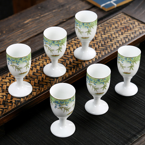 Yingjie ceramic wine glass wine cup white wine glass spirit glass goblet small wine glass single Japanese white wine glass wine set