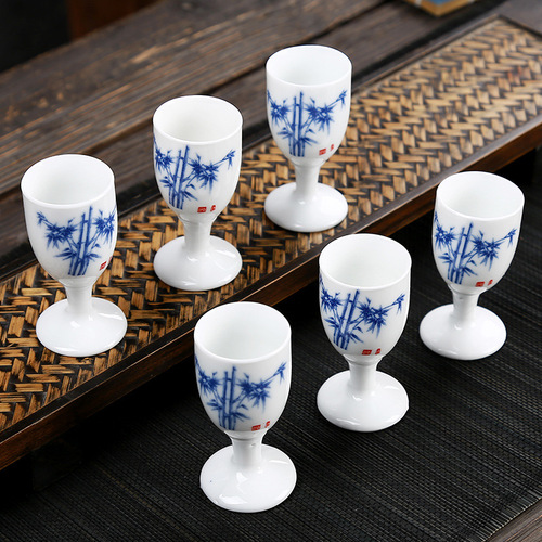 Yingjie ceramic wine glass wine cup white wine glass spirit glass goblet small wine glass single Japanese white wine glass wine set