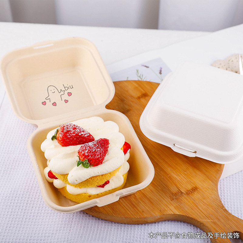 Caja de pastel de bento de celebridades de Internet, caja de embalaje de hamburguesa de pan desechable, paquete especial de tiramisú de Xue Mei Niang
