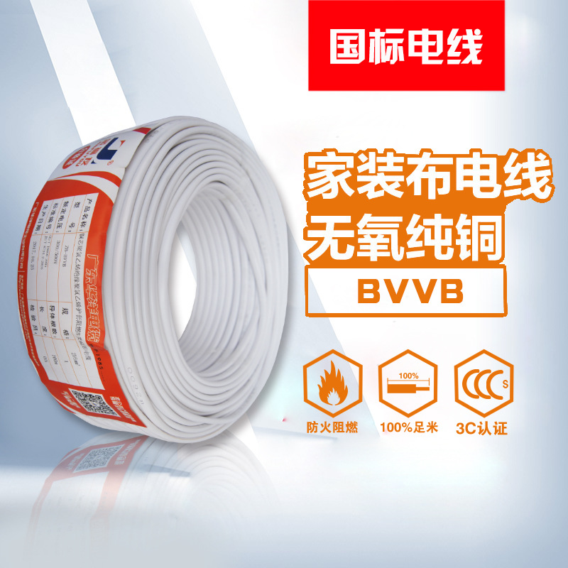 金福友集团国标电线BVVB2*6全铜国标