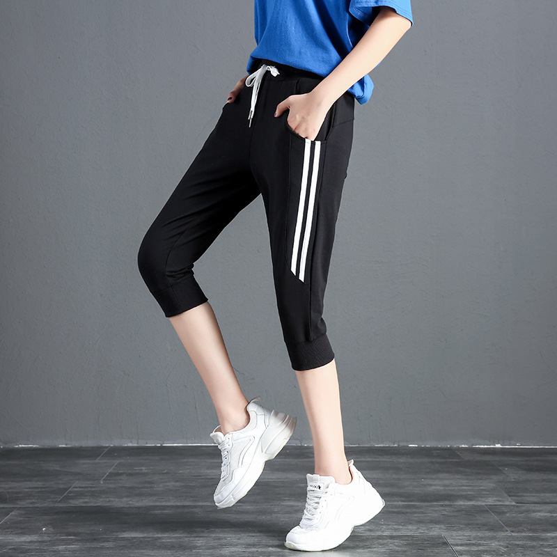 Sports Cropped Pants Women's Summer 2019 New Korean Style Casual Pants Loose Hallen Pants Running Fitness Thin Shorts