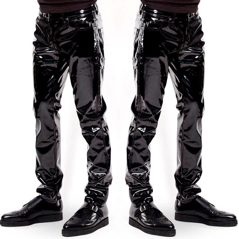 2024 Coded Manufacturer European and American Intimates High-Gloss Patent Leather Men's Trousers Bar Nightclub Performance Clothing