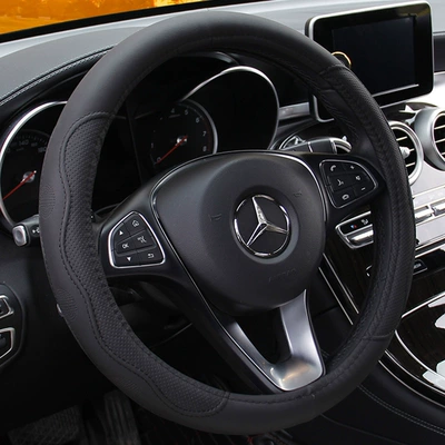 Steering wheel cover | Leather Embossed Car Handlebar Cover