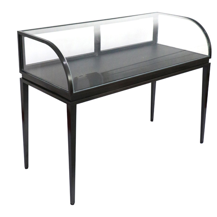 轻奢专卖柜不锈钢黑色珠宝首饰柜弧形首饰展柜落地陈列柜工厂批发