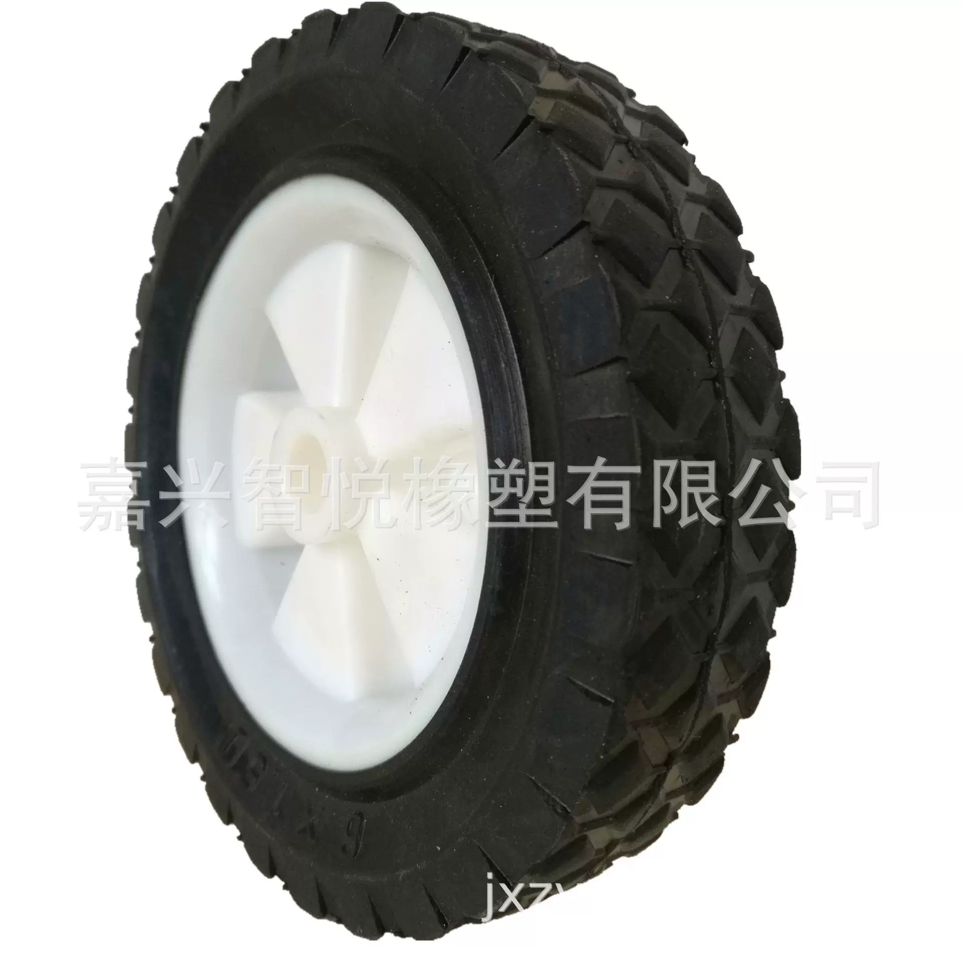 6寸小推车购物车实心橡胶轮 烧烤炉塑料轮辐轮子