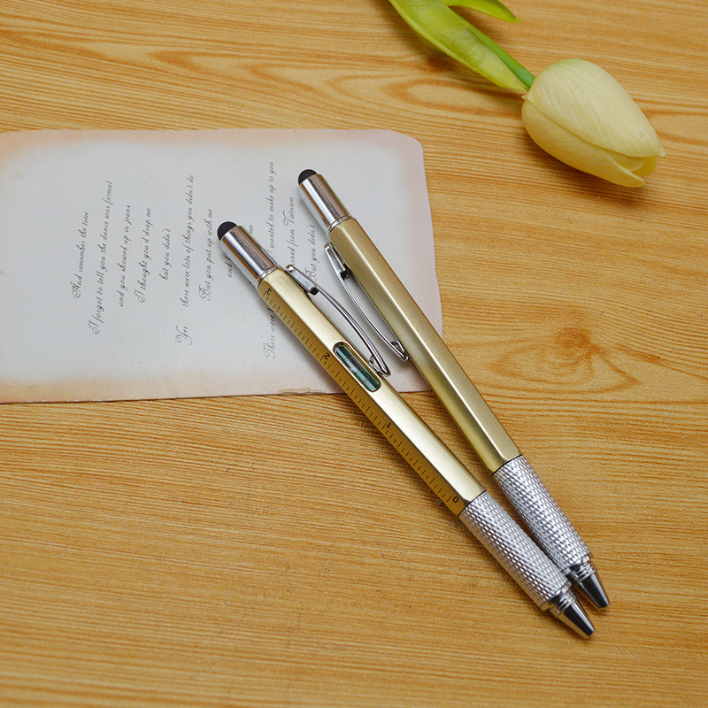 Pequeño lote multifunción destornillador bolígrafo plástico herramienta pluma seis en un nivel táctil publicidad regalo pluma