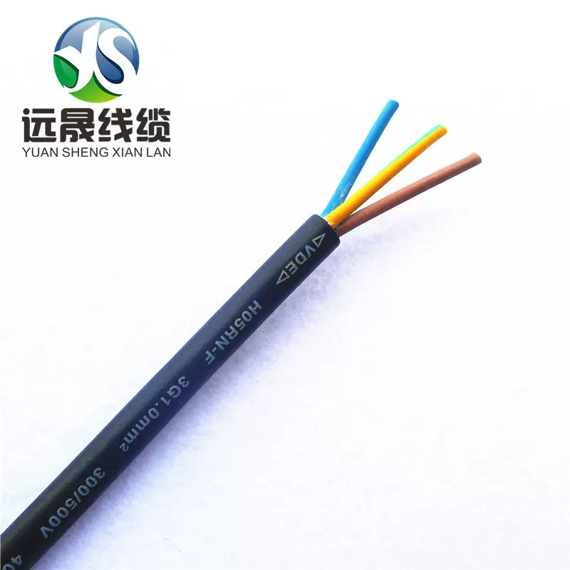 欧规电源线剥皮上锡HO5RN-F3*1.0户外灯饰专用线材
