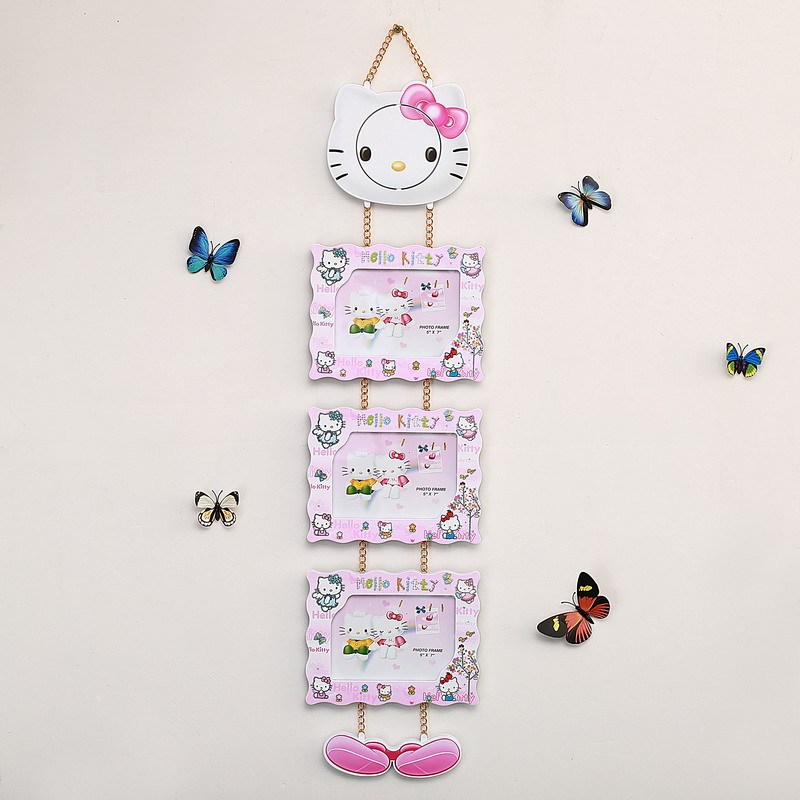 Large 6 inch 7 inch Children Baby photo frame conjoined triple combination photo frame creative cartoon wall hanging frame wholesale