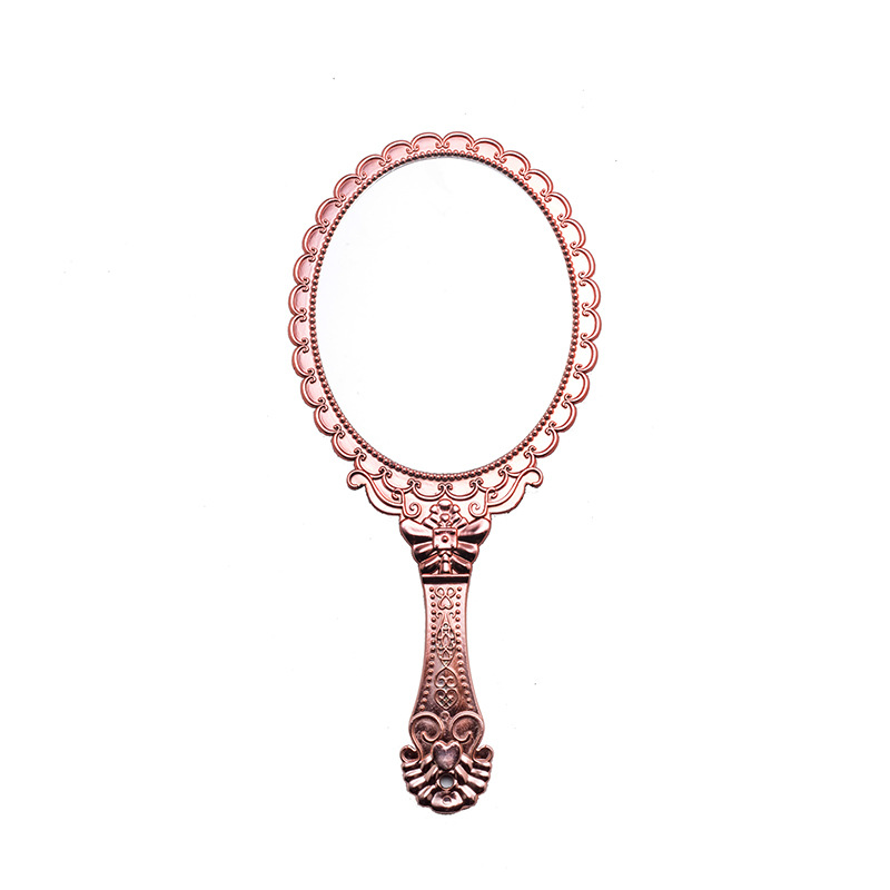 HD Handle Makeup Mirror Korean Style Retro Pattern Beauty Salon European Style Portable Mirror Princess Handheld Mirror