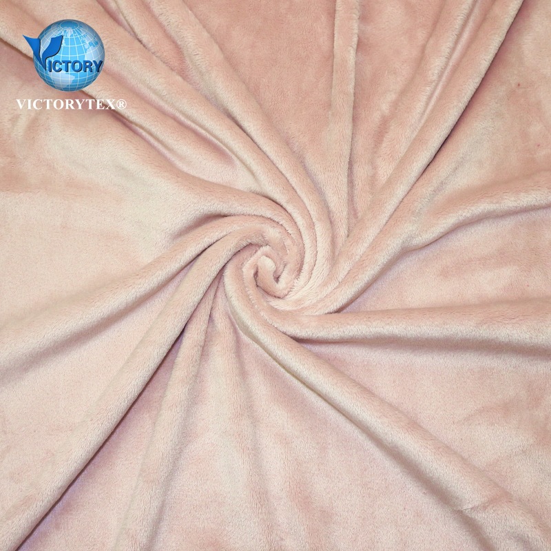 法兰绒全涤针织经编双面烫光法莱绒法兰绒布料毛毯浴袍家纺面料