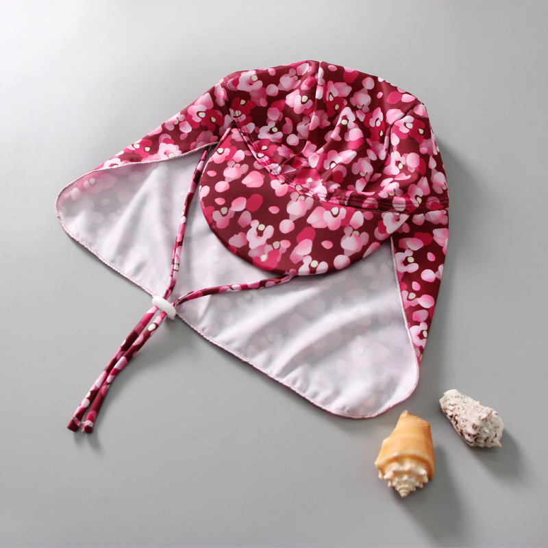 Niños y niñas protección solar gorro de natación playa juego cuello protección sombrero para el sol gorro de natación protección para los oídos sombrero de tela sombrero para el sol