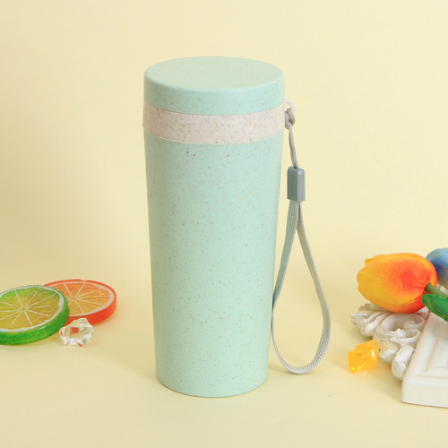 Manufacturer Direct Supply Double-layer Creative Plastic Maize Aroma Cup Wheat Straw Water Cup with Logo Printing for Gifts and Advertising