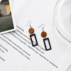 Retro wooden small design earrings with tassels, simple and elegant design, trend of season, wholesale