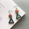 Retro wooden small design earrings with tassels, simple and elegant design, trend of season, wholesale