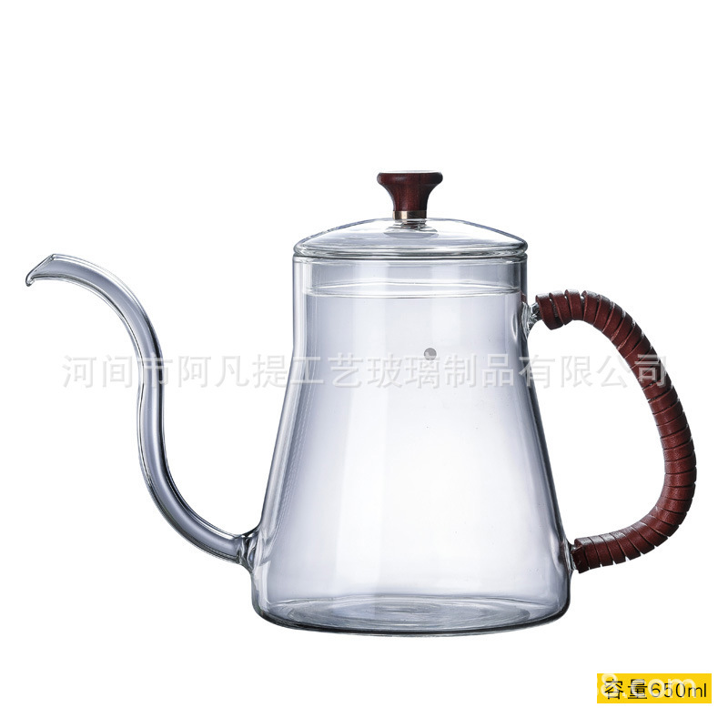 Heat Resistant Glass Coffee Hand Pot Coffee Pot Set Small Mouth Pot 600ml Glass Coffee Pot Household Ear Hanging Pot
