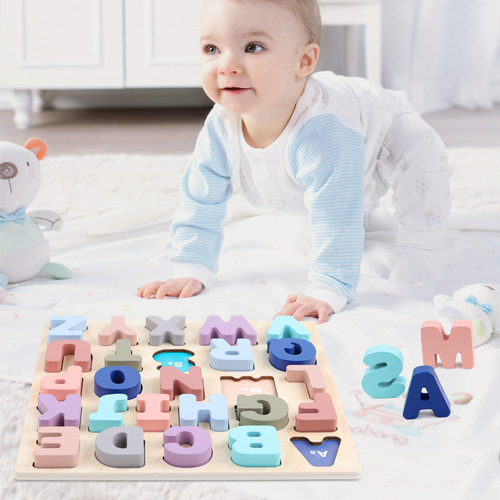Children's wooden early education number and letter cognitive matching building blocks wooden educational toy puzzle for children 3-6 years old
