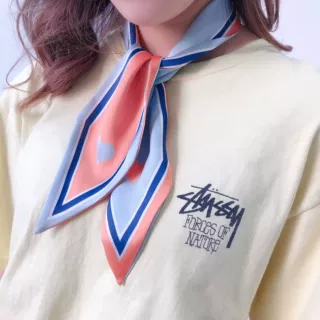 韩国丝巾女 ins百搭复古小领巾发带绑包飘带chic彩色条纹尖角围巾