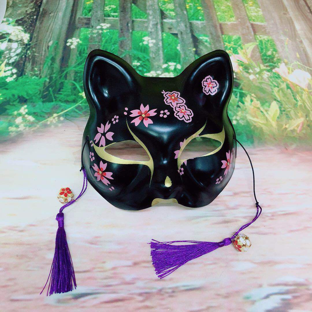 Máscara de media cara estilo japonés de anime de demonio zorro, para celebraciones, maquillaje, actuaciones, fiestas de baile y juegos de rol originales, estilo celebridad de internet image 8
