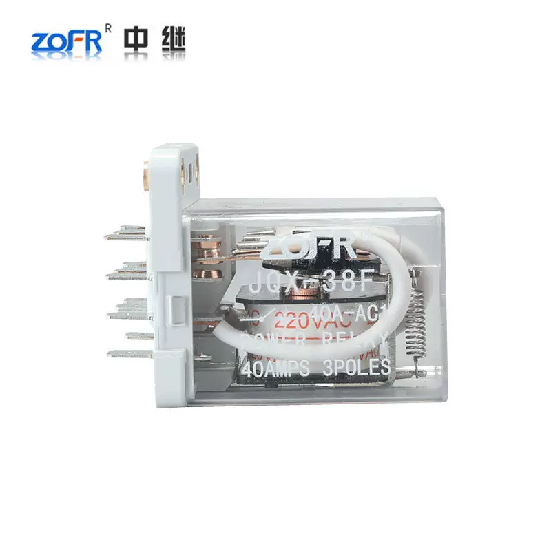 厂家加工交流220v大功率继电器定做40A带底座中间继电器JQX-38F
