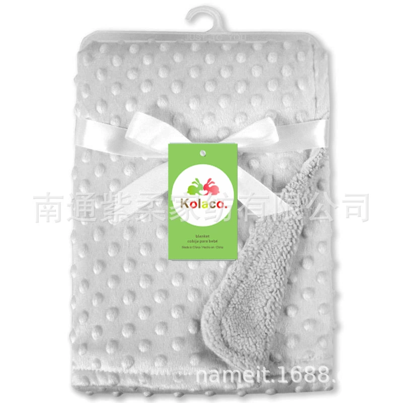 Export baby thick knitted fleece small blanket, double-layer extra soft hole pattern blanket for autumn and winter babies