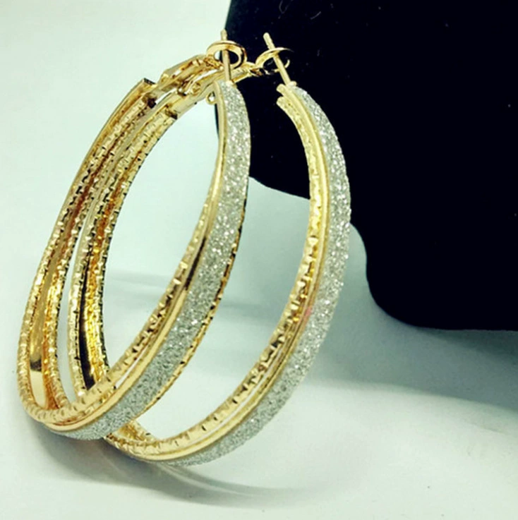 Earrings — European punk style, metallic twists and drops, gold/silver/black, lightweight
