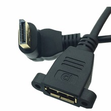 DP公弯头对DP母内置M3螺母displayport高清线电脑显示器延长线