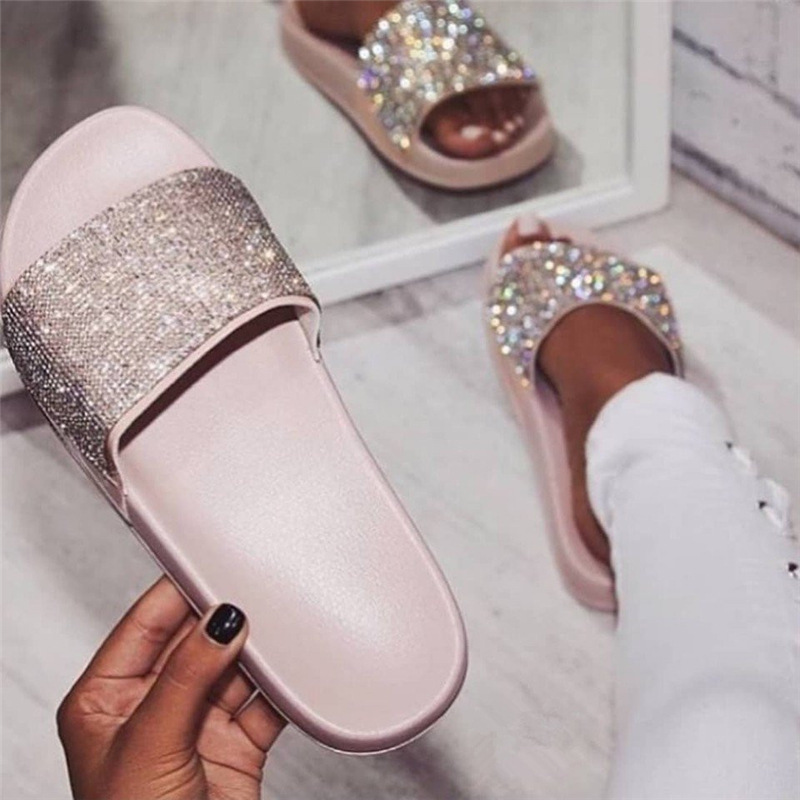 Rhinestone Slippers Cross-Border E-Commerce Supply Ladies Shoes Женскаяобувь