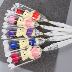 Cross-border Mother's Day single bear rose soap flower micro-business local promotion scan code activity gift 1 yuan gift wholesale