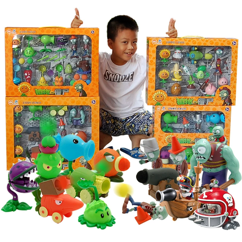 Подлинная наборы Plants vs. Zombies, игрушка, большой набор, подарочная коробка для мальчиков, кукла для детей, полный набор, подарок на день рождения