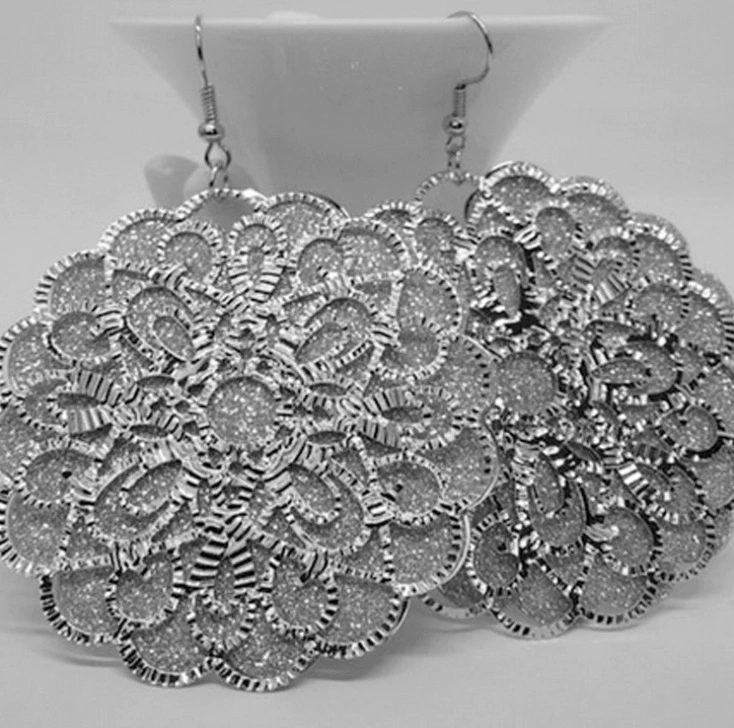 Earrings — European punk style, metallic twists and drops, gold/silver/black, lightweight