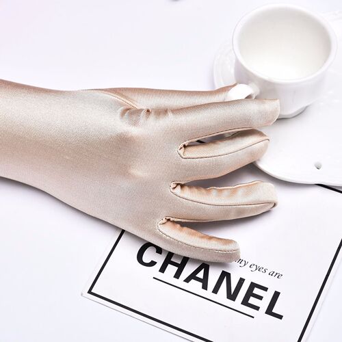 Women's Adjustable Length Spandex Gloves for Square Dancing, Formal White Gloves, Riding Women's Elastic Sun Protective Gloves