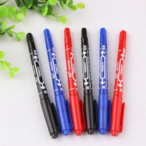 Wholesale small double-ended water-based erasable marker extremely fine non-fading painting hook pen writing pen black red and blue
