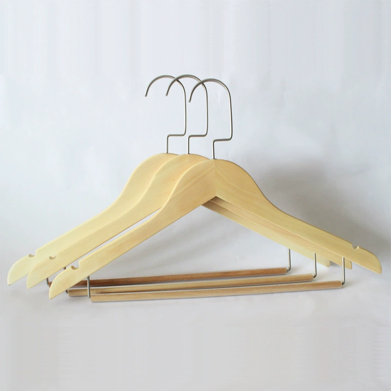 Wood Hanger (Guilin Ruisen) 42 cm — Natural Wood, With or Without Trouser Bar