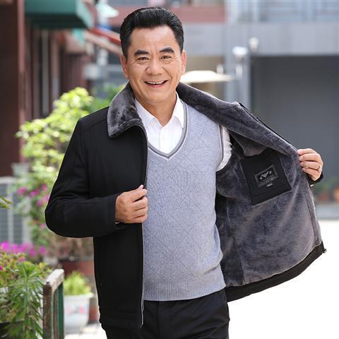 Papá abrigo de invierno de mediana edad forrado de lana engrosado de mediana edad y ancianos 60-80 años ropa de invierno abuelo chaqueta vieja acolchada de algodón