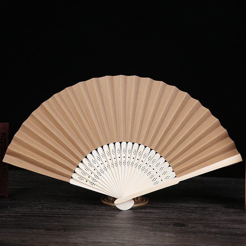 Suministro transfronterizo de abanicos plegables en blanco de 7 pulgadas para pintar y colorear para niños, abanicos de papel para manualidades creativas de bricolaje para jardín de infantes, abanicos de color sólido. image 23