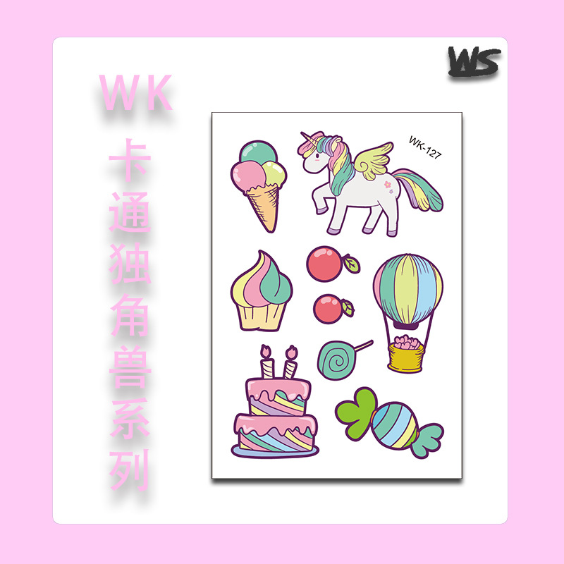 Tatuajes Temporales Infantiles de Unicornio y Sirena Papel de Transferencia de Agua Multicolor para Niños