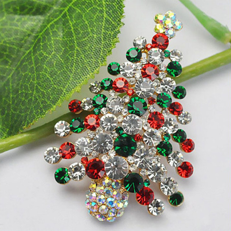 Europa y América rhinestone árbol de Navidad ramillete joyería creativa regalo broche Ventas Directas la fábrica