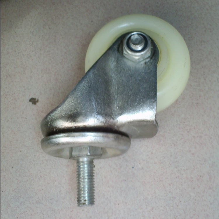 供应4寸轻型双轴承白尼龙丝杆万向脚轮万向轮