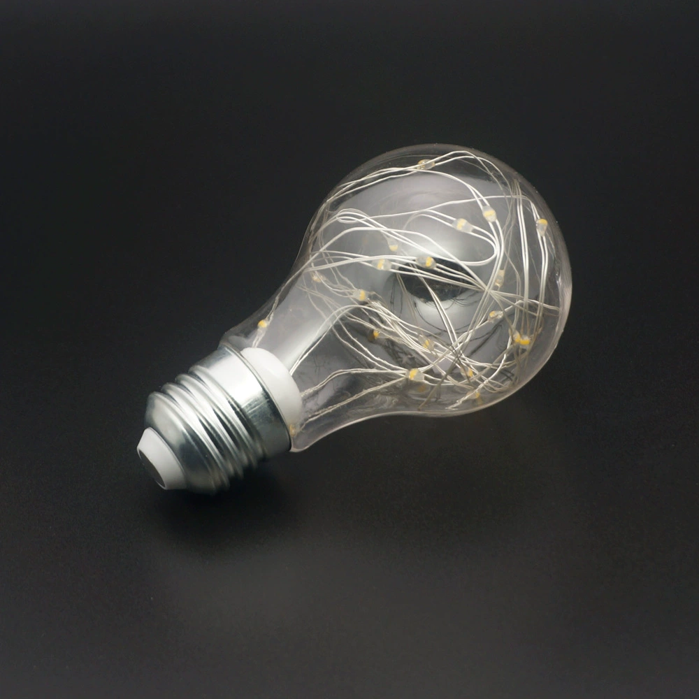 LED пластиковая медная линия светодиодная лампа A60 E27 2W 20 бусин дневной дневной праздничный рождественский декоративный светильник