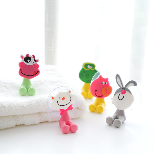 Creative cute suction cup toothbrush holder cartoon animal home children's wall-mounted toothbrush holder suction wall-mounted animal toothbrush holder